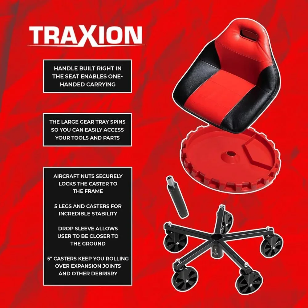 2-700 ProGear Mobile Rolling Gear Seat W/Equipment Tray and Five All-Terrain 5" - Picture 5 of 7